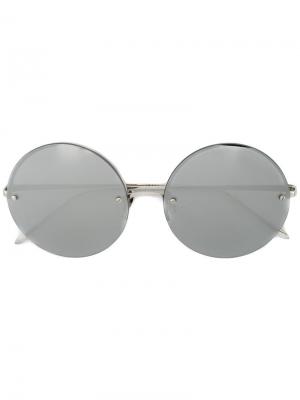 Солнцезащитные очки в круглой оправе Linda Farrow. Цвет: серый