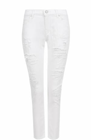 Укороченные джинсы прямого кроя с потертостями и платком Jacob Cohen. Цвет: белый
