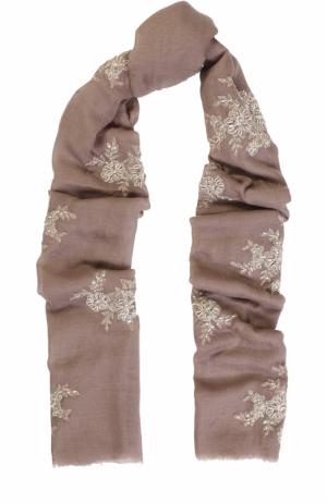 Шерстяной палантин с вышивкой и отделкой из бисера Vintage Shades. Цвет: розовый