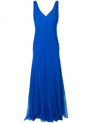 Расклешенное платье с V-образным вырезом Alberta Ferretti. Цвет: синий