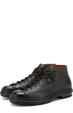 Кожаные ботинки на шнуровке Ermenegildo Zegna. Цвет: черный