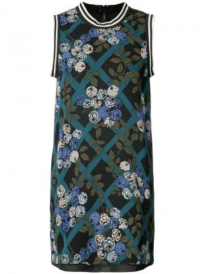 Платье с принтом роз Anna Sui. Цвет: чёрный