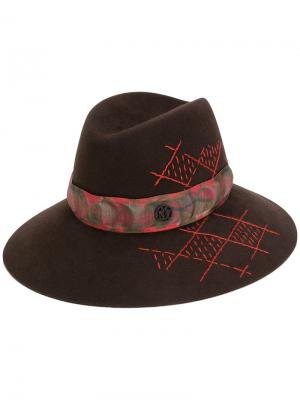 Шляпа с узором Maison Michel. Цвет: коричневый