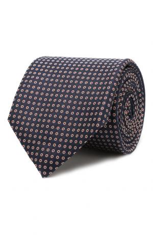 Шелковый галстук с узором Van Laack. Цвет: темно-синий