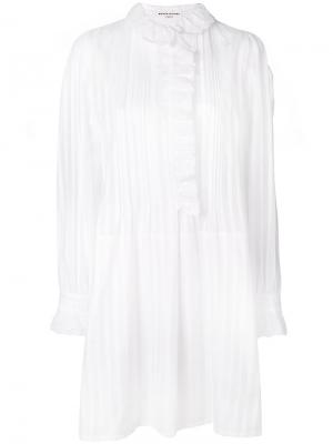 Полупрозрачное платье-рубашка с полосками Sonia Rykiel. Цвет: белый