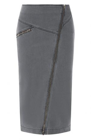 Джинсовая юбка с косой молнией Alexander Terekhov. Цвет: серый