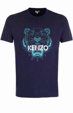 Хлопковая футболка с принтом Kenzo. Цвет: синий
