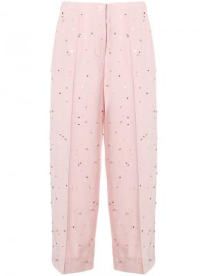 Bead embroidered crepe de chine trousers Miu. Цвет: розовый и фиолетовый
