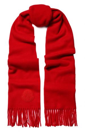 Шерстяной шарф с бахромой Moncler. Цвет: красный