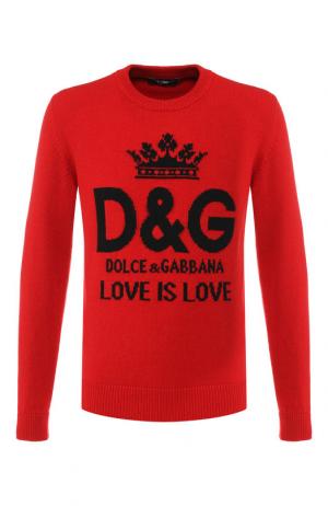 Кашемировый джемпер с принтом Dolce & Gabbana. Цвет: красный