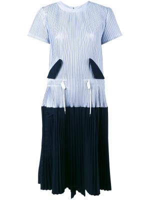 Платье с микро плиссировкой Sacai. Цвет: синий
