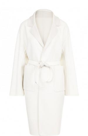 Кашемировое пальто с поясом и накладными карманами Loro Piana. Цвет: кремовый