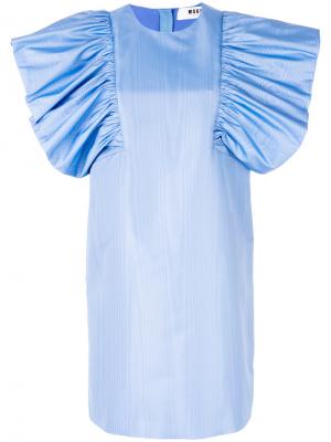 Платье с большими оборками на рукавах MSGM. Цвет: синий