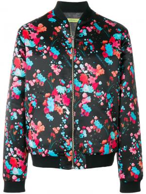 Куртка-бомбер с цветочным принтом Versace Jeans. Цвет: чёрный