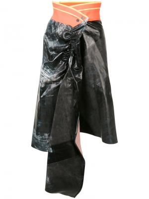 Драпированная юбка с контрастным поясом Martina Spetlova. Цвет: синий