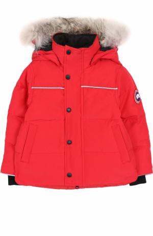 Пуховая куртка Snowy Owl с меховой отделкой на капюшоне Canada Goose. Цвет: красный