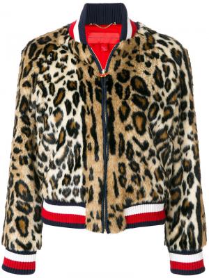Куртка бомбер с леопардовым узором Hilfiger Collection. Цвет: многоцветный