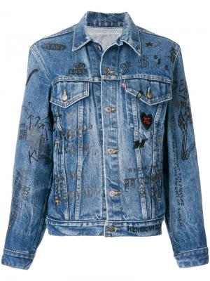 Джинсовая куртка с принтом R13. Цвет: синий