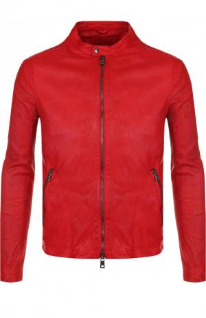 Кожаная куртка на молнии с воротником-стойкой Giorgio Brato. Цвет: красный
