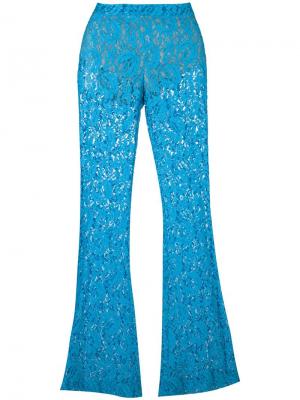 Расклешенные кружевные брюки Moschino. Цвет: синий
