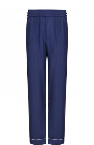 Шелковые брюки в пижамном стиле Valentino. Цвет: синий
