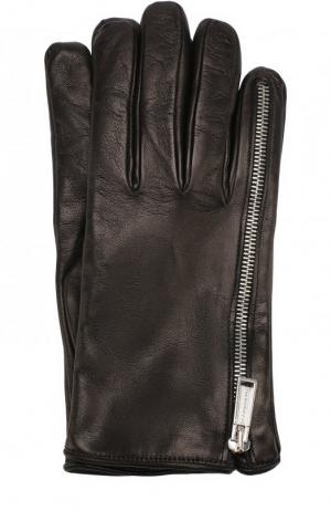 Кожаные перчатки с декоративной молнией Dsquared2. Цвет: черный