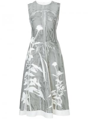 Расклешенное платье с цветочным принтом Jil Sander. Цвет: серый