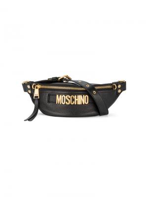 Поясная сумка с бляшкой логотипом Moschino. Цвет: чёрный