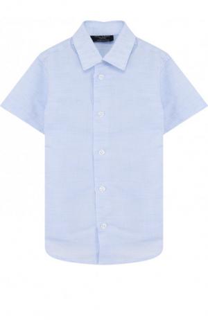 Рубашка из смеси хлопка и льна Dal Lago. Цвет: голубой