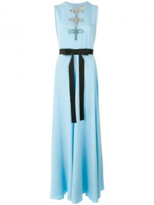 Длинное платье  с поясом Emilio Pucci. Цвет: синий