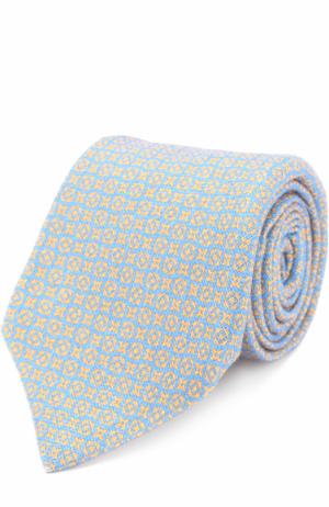 Кашемировый галстук с принтом Kiton. Цвет: голубой