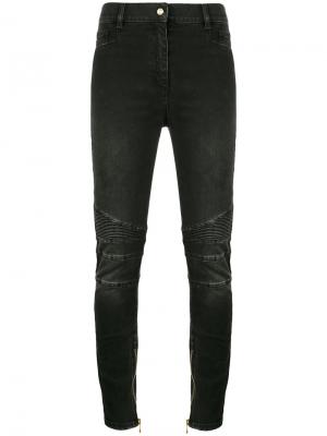 Узкие джинсы с панельными вставками Balmain. Цвет: серый