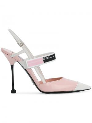 Туфли-лодочки с заостренным носком и открытой пяткой Prada. Цвет: розовый и фиолетовый