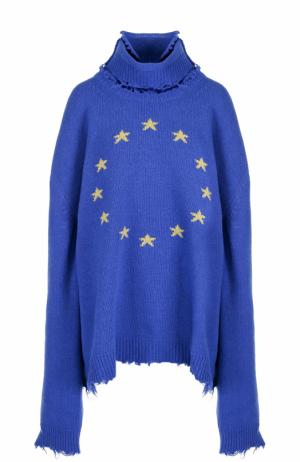 Шерстяной свитер с принтом Vetements. Цвет: синий