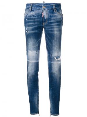 Состаренные джинсы скинни Dsquared2. Цвет: синий