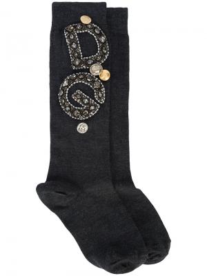 Носки с вышивкой DG Dolce & Gabbana. Цвет: серый