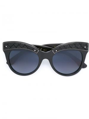 Солнцезащитные очки в круглой оправе Bottega Veneta Eyewear. Цвет: чёрный