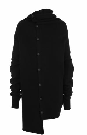 Шерстяной свитер асимметричного кроя Yohji Yamamoto. Цвет: черный