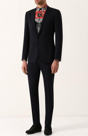 Шерстяной костюм с пиджаком на одной пуговице Dolce & Gabbana. Цвет: темно-синий
