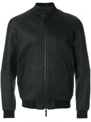 Приталенная куртка с тиснением Armani Collezioni. Цвет: чёрный