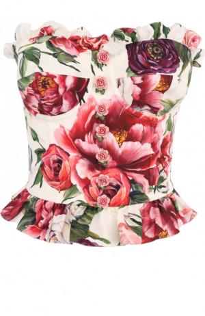 Шелковый топ-бюстье с цветочным принтом Dolce & Gabbana. Цвет: разноцветный
