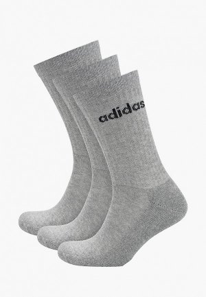 Носки 3 пары adidas. Цвет: серый