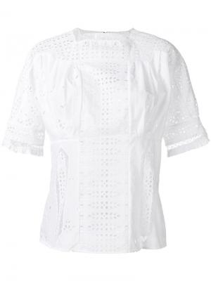 Блузка с вышивкой Loewe. Цвет: белый