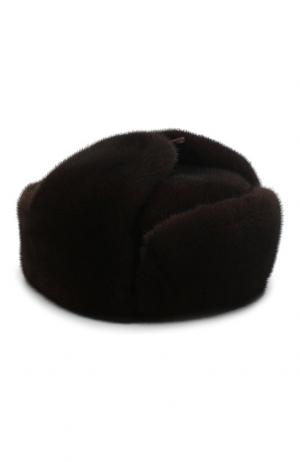 Норковая шапка-ушанка FurLand. Цвет: коричневый