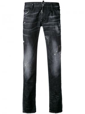 Узкие рваные джинсы Dsquared2. Цвет: чёрный