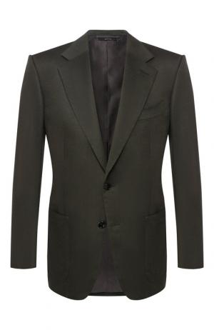 Однобортный пиджак из кашемира Tom Ford. Цвет: хаки