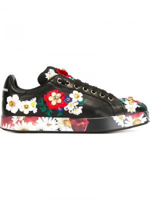 Туфли с цветочной вышивкой и элементом носка Dolce & Gabbana. Цвет: чёрный