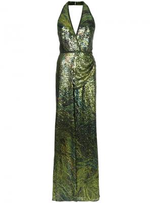 Платье халтер с блестками Elie Saab. Цвет: зелёный