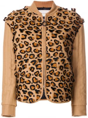 Куртка с аппликацией леопардового узора Marco De Vincenzo. Цвет: коричневый