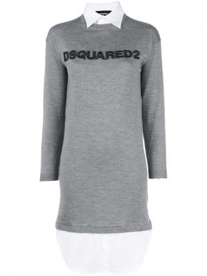 Logo shirt sweater dress Dsquared2. Цвет: серый
